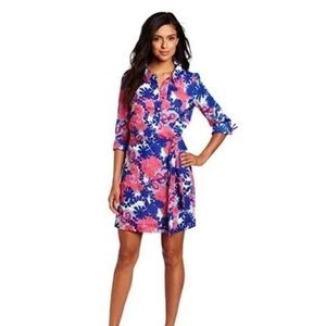 Lilly Pulitzer Davie Floral Shift Dress 2 Blue Pink Preppy Resort Summer